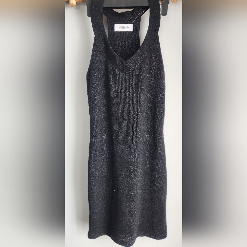 Sparkling Black Sleeveless Knit Dress